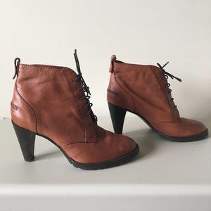 Madewell Lace Up Stacked Heel Leather Ankle Boots